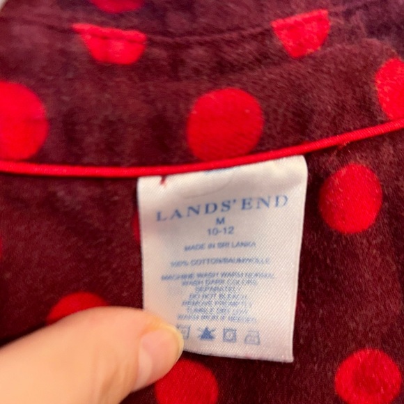 Land’s End Flannel Night Shirt Polka Dot Print Women’s M •EUC - Picture 3 of 3